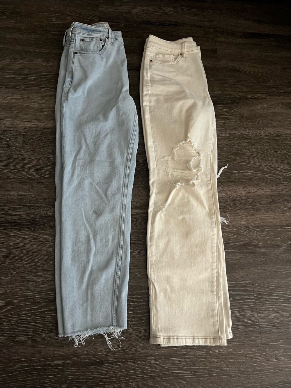 Light Blue and Cream Straight-Leg Jeans Duo